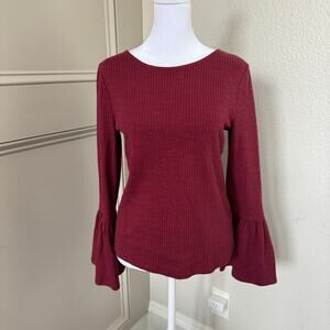 NWT Anthropologie Porridge Joan Bell Sleeve Top XS $88 Wine Bordeaux
